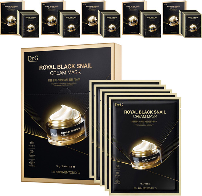닥터지 로얄 블랙 스네일 크림 마스크, 5개입, 6개