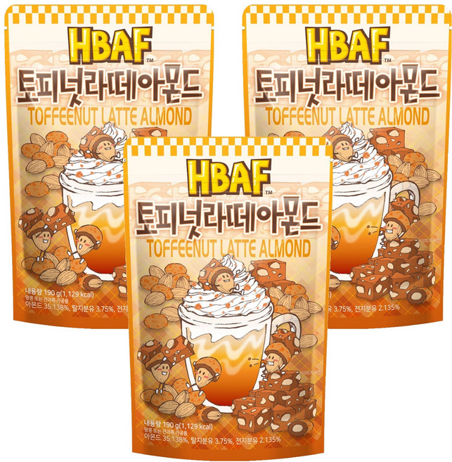 바프 토피넛라떼 아몬드, 190g, 3개