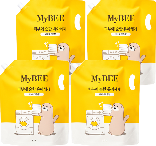 마이비 피부에 순한 유아세제 베이비코튼향 리필, 2.1L, 4개