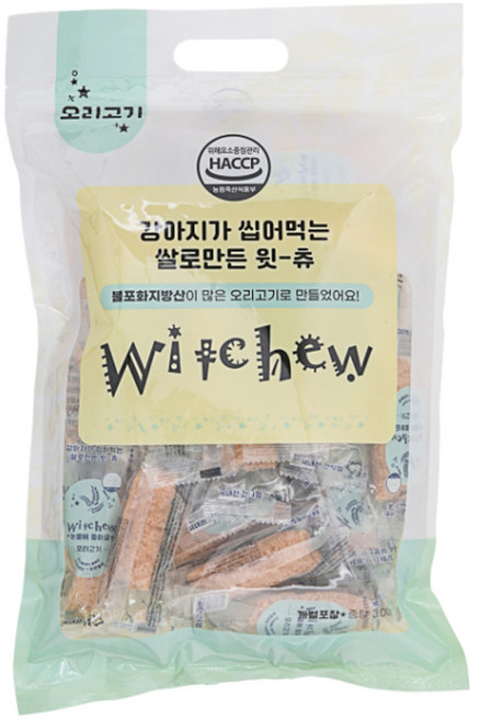 윗츄 강아지 씹어먹는 쌀로만든 덴탈껌, 오리고기, 300g, 1개