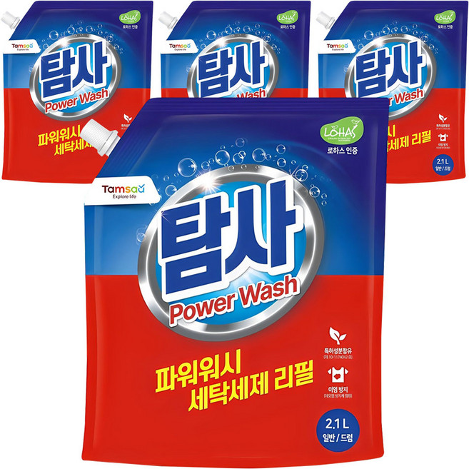 탐사 파워워시 세탁세제, 2.1L, 4개