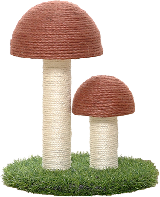 雙蘑菇貓抓柱, 1個, 咖色