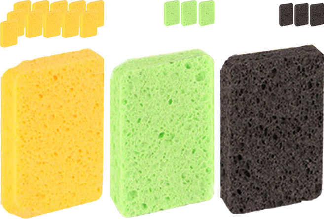 람스홈 셀룰로오스 흠집제로 수세미 10개입 옐로우 6개 블랙 2개 그린 2개, 2세트