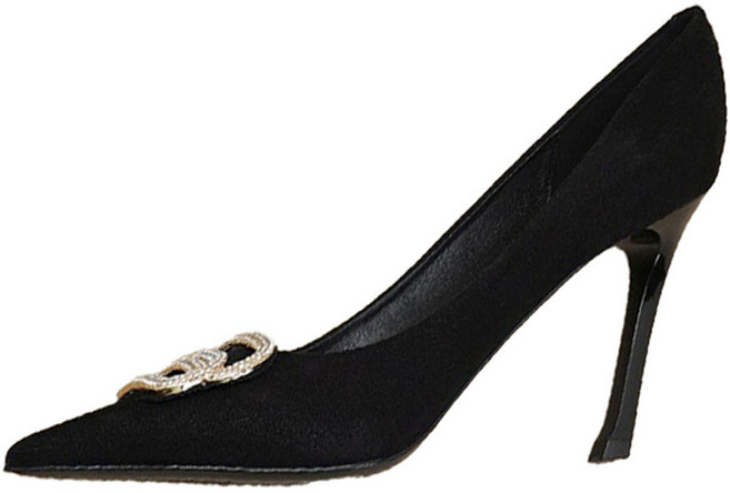 페이퍼먼츠 큐빅 롤던 스웨이드 하이힐 7cm 02392