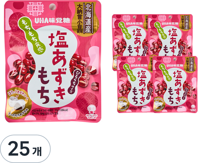 유하미카쿠토 미카쿠도 시오 아즈키 구미 팥 젤리, 30g, 25개