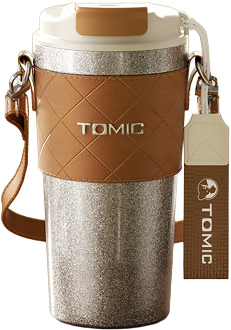 半島良品 特美刻 純鈦保溫杯直飲杯 附掛繩 +背帶, 雪花銀, 1個, 520ml