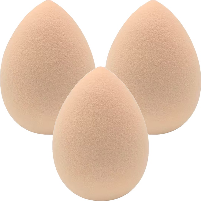 Solone QQ彈力美妝蛋 水滴型, 米色, 3個