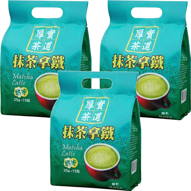 MOCCA 摩卡 厚實茶道 抹茶拿鐵, 25g, 15包, 3袋