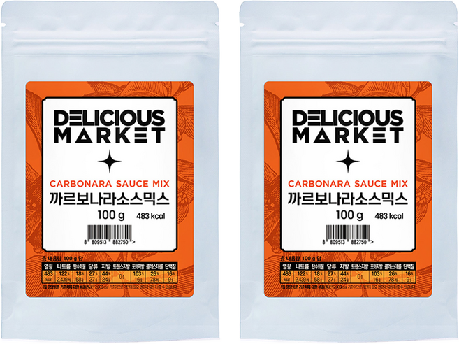 딜리셔스마켓 까르보나라 소스믹스, 100g, 2개