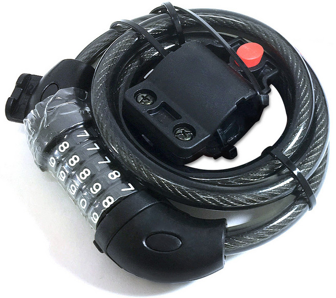 런버드 번호타입 자물쇠 + 자전거 거치 브라켓, 혼합색상, 1세트