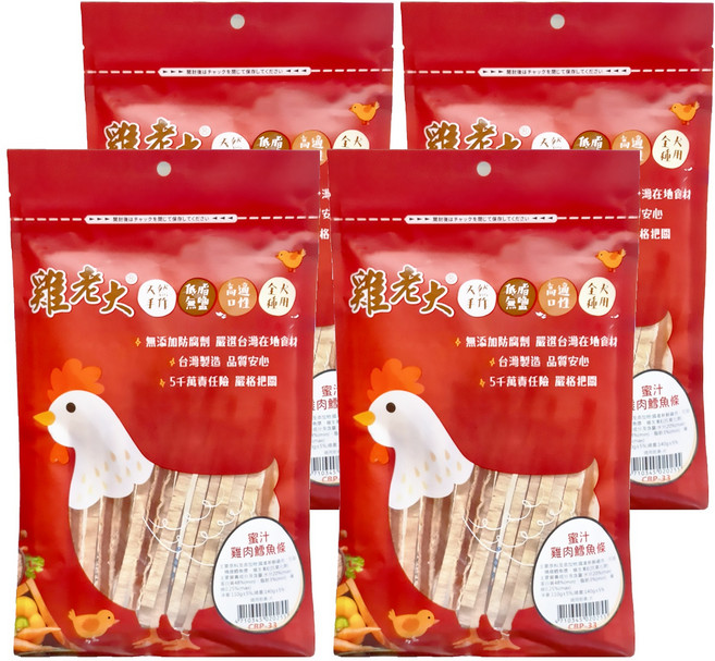 雞老大 蜜汁雞肉鱈魚條, 110g, 4包