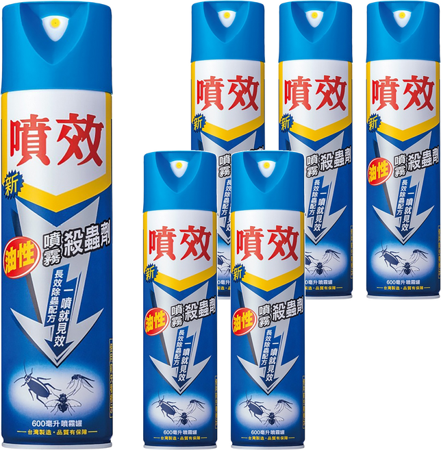 噴效 油性噴霧殺蟲劑, 600ml, 6瓶
