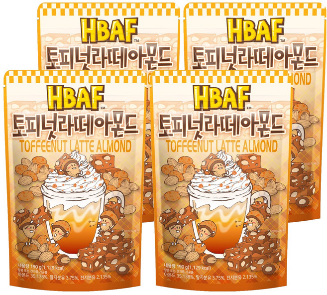 바프 토피넛라떼 아몬드, 190g, 4개