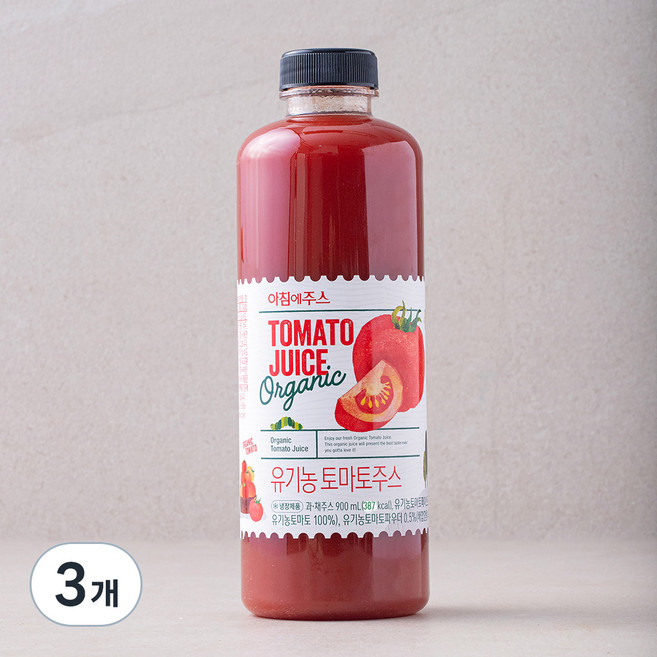 아침에주스 유기가공식품인증 토마토주스, 900ml, 3개
