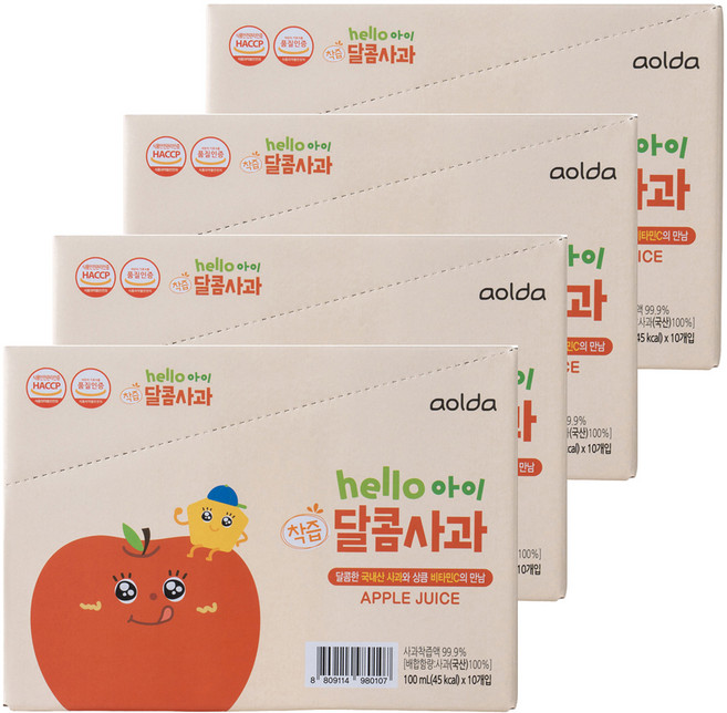 aolda 孩童香甜蘋果汁, 100ml, 40個