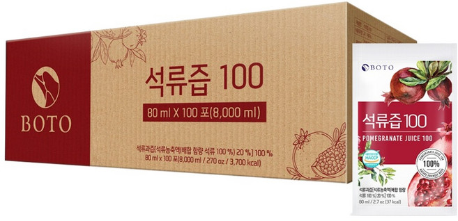 보뚜 석류즙 100, 80ml, 100개