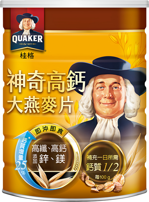QUAKER 桂格 神奇高鈣大燕麥片, 700g, 1罐
