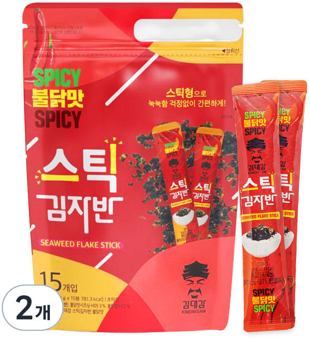 김대감 불닭맛 스틱 김자반 15p, 150g, 2개