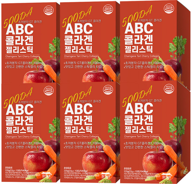 참가네 ABC 콜라겐 젤리 스틱 + 선물박스, 220g, 6개