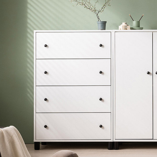 삼익가구 꼬모 베이비장 800 4단 서랍장 수납장 방문설치, 화이트 + 블랙