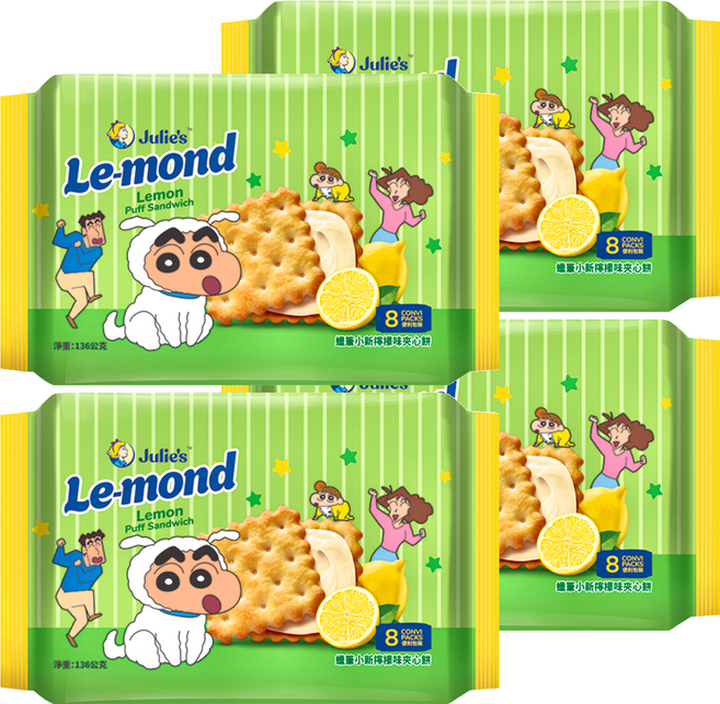 Julie's 茱蒂絲 蠟筆小新檸檬味夾心餅, 136g, 4包