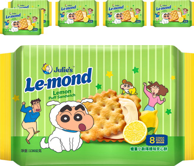 Julie's 茱蒂絲 蠟筆小新檸檬味夾心餅, 136g, 6包