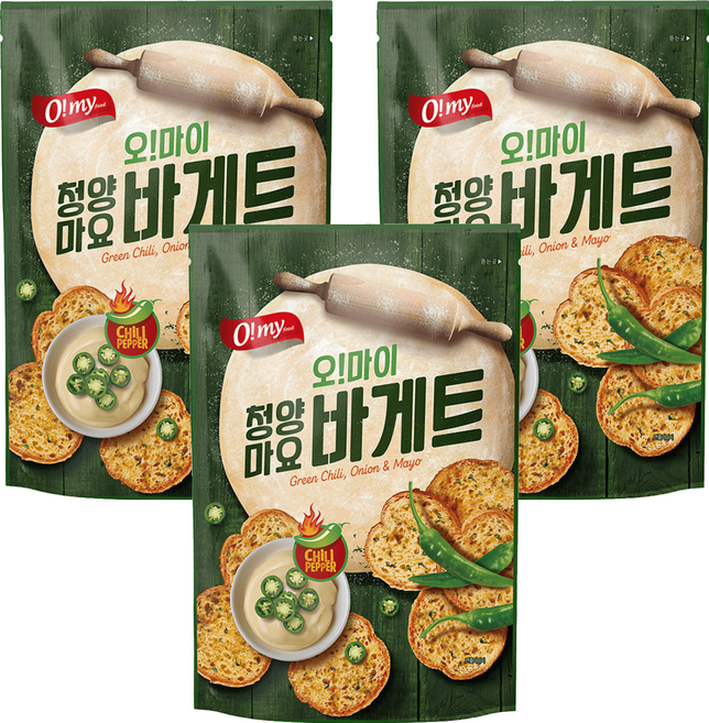 O my food 歐邁福 法式麵包餅乾 青陽辣椒美乃滋口味, 80g, 3包