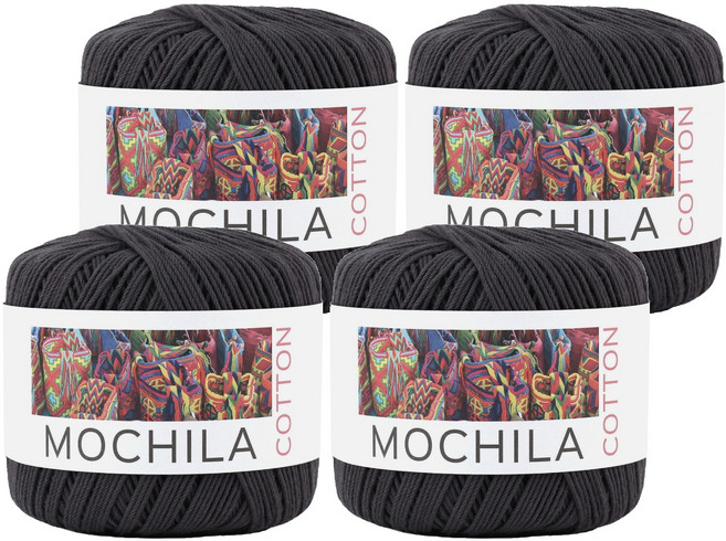 brandyarn Mochila系列 棉針織線, 黑色, 4捲