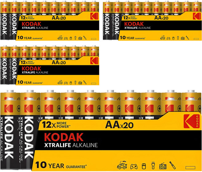 코닥 XtraLife 알카라인 AA건전지, 20개입, 4개