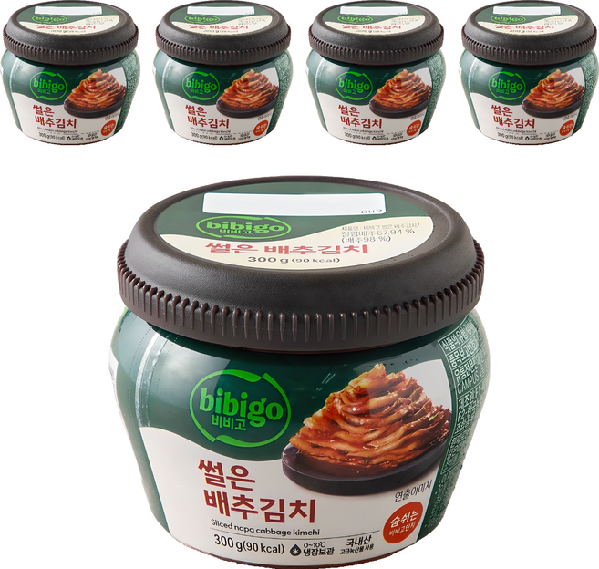 비비고 썰은 배추김치 용기, 300g, 5개