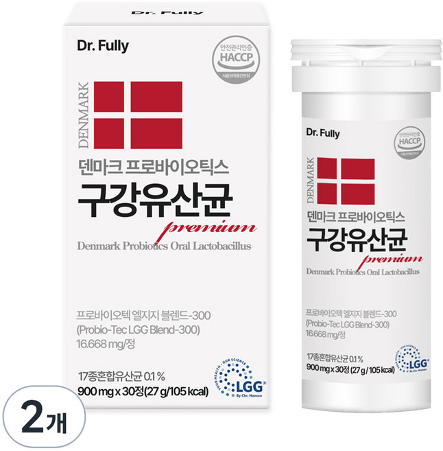 닥터풀리 덴마크 프로바이오틱스 구강유산균 27g, 2개, 30정