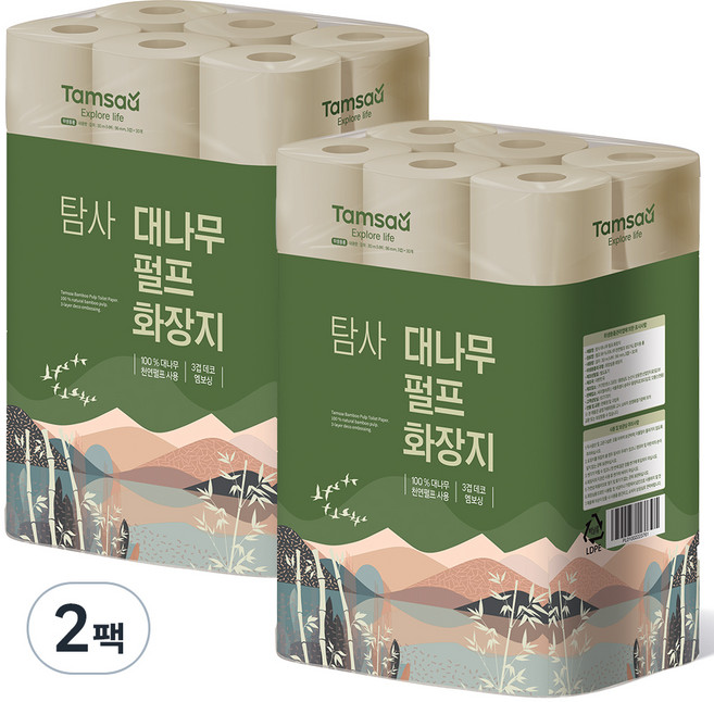 탐사 대나무 펄프 화장지 3겹 30m, 30개입, 2개