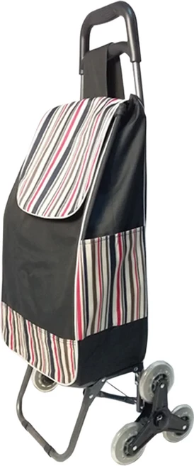 ROYALLIN 蘿林嚴選 六輪買菜籃車, 黑底條紋 紅色 + 白色 + 灰色, 1個