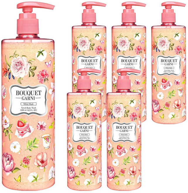 부케가르니 스크럽 바디워시 화이트 머스크, 500ml, 6개