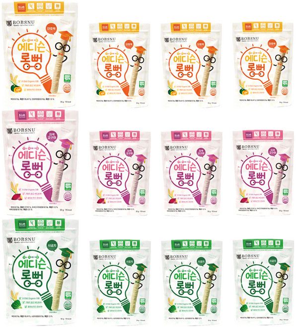 서울대밥스누 우아한 유기농 에디슨 롱뻥 2p 세트, 시금치, 자색고구마, 단호박, 30g, 2세트