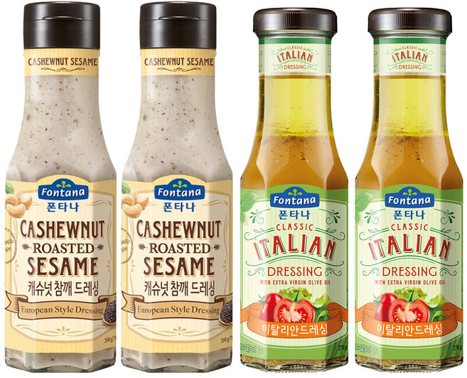 폰타나 이탈리안 드레싱 270g 2p + 캐슈넛 참깨 드레싱 260g 2p, 1세트