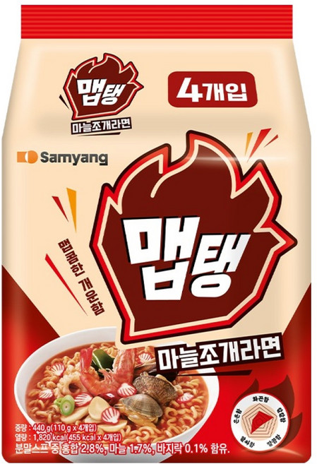 맵탱 마늘조개라면 110g, 4개