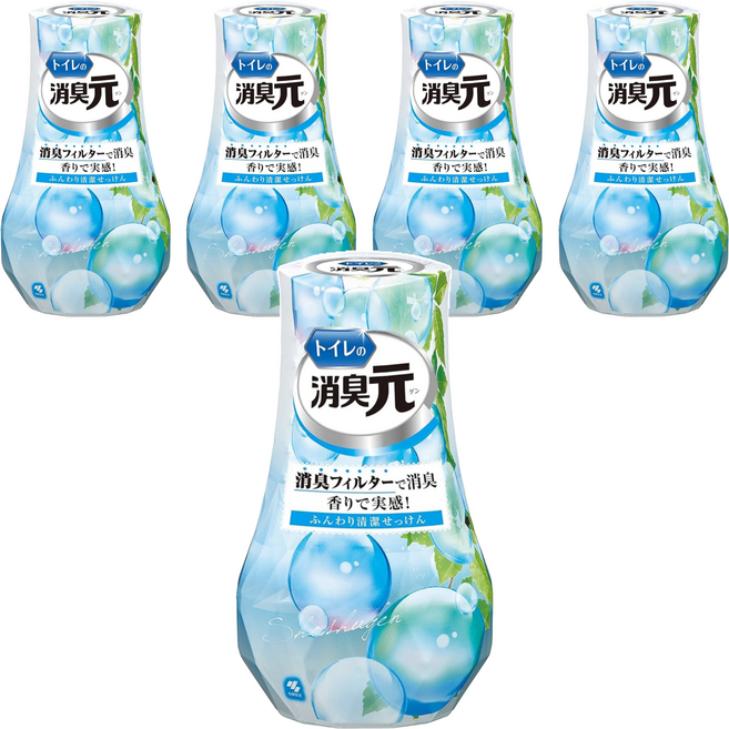 KOBAYASHI 小林製藥 消臭元 浴廁除臭劑 柔和皂香, 400ml, 5瓶