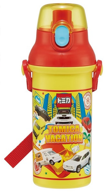Skater AG彈蓋直飲水壺, 多美車 黃色 + 紅色, 480ml, 1個