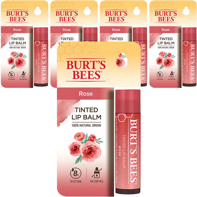 버츠비 틴티드 립밤, 로즈, 4.25g, 5개