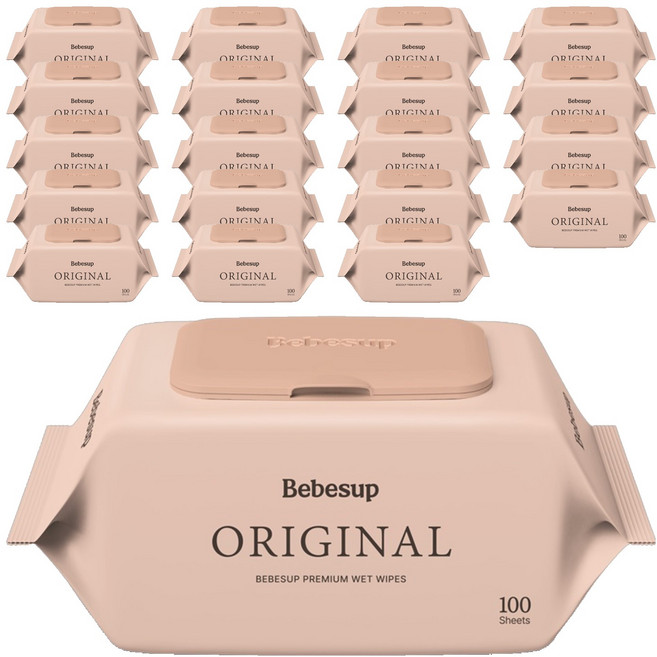 베베숲 오리지널 유아물티슈 캡형, 50g, 100매, 20개