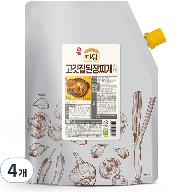다담 고깃집 된장찌개 양념, 2kg, 4개