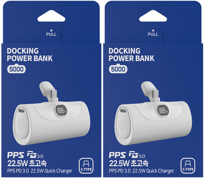 아이히트코리아 PPS 초고속 도킹 보조배터리 5000mAh C타입 2개입, WP-020C-PD5000(C타입)
