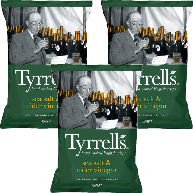 Tyrrells 泰勒思 洋芋片 海鹽蘋果醋口味, 150g, 3包