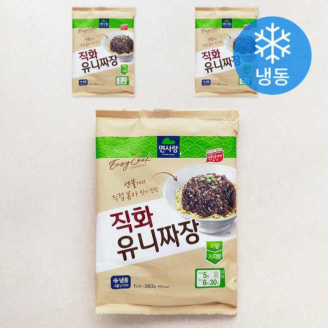 면사랑 직화 유니짜장 1인분 (냉동), 383g, 3개