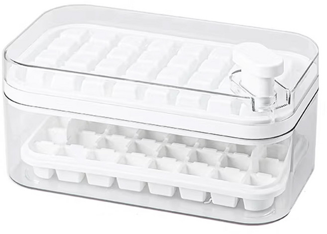 64格按壓式冰塊盒, 百合白, 1個