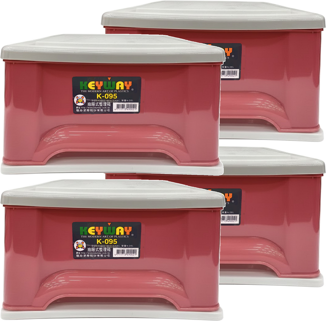 KEYWAY 聯府 抽屜櫃 20L K095, 紅色, 4個