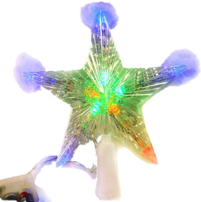 摩達客 LED透明樹頂星電池燈 彩色光 聖誕樹裝飾燈, 1組