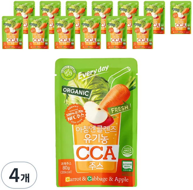 홀베리 아침엔 클렌즈 유기농 CCA 주스 14p, 80g, 56개 - 쿠팡