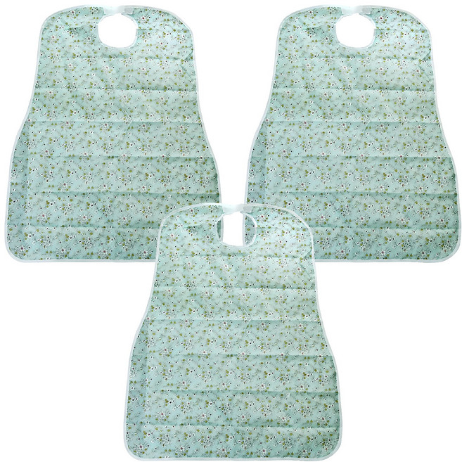 편리안 방수 앞치마 턱받이 민트플라워, 3개